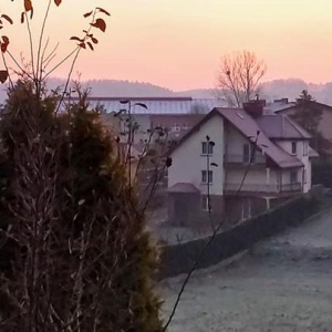 2 grudnia  świt - pierwszy przymrozek, widok z domu na pola i jezioro Kłodno 
